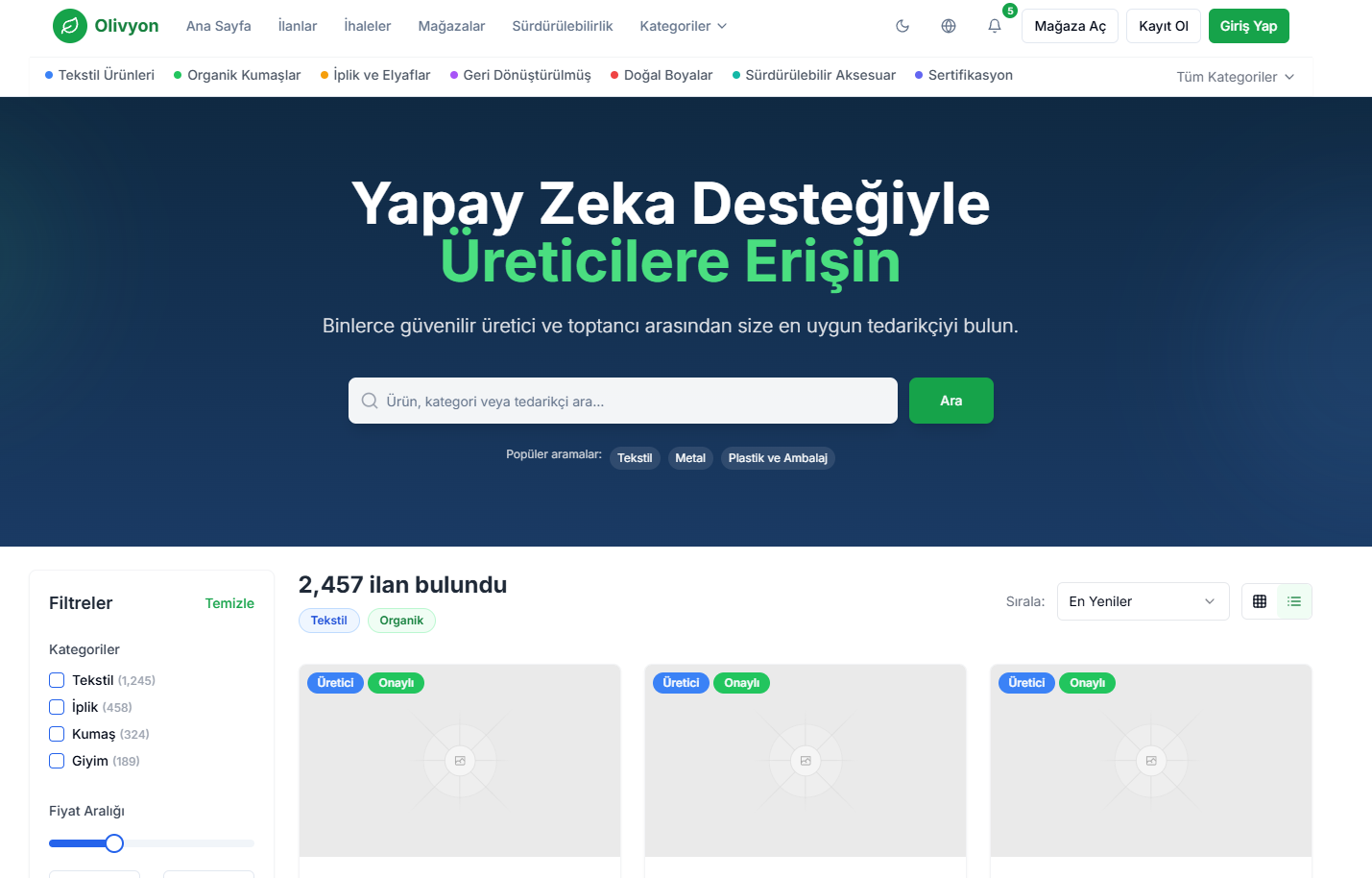Olivyon Platform Geliştirme Arayüzü